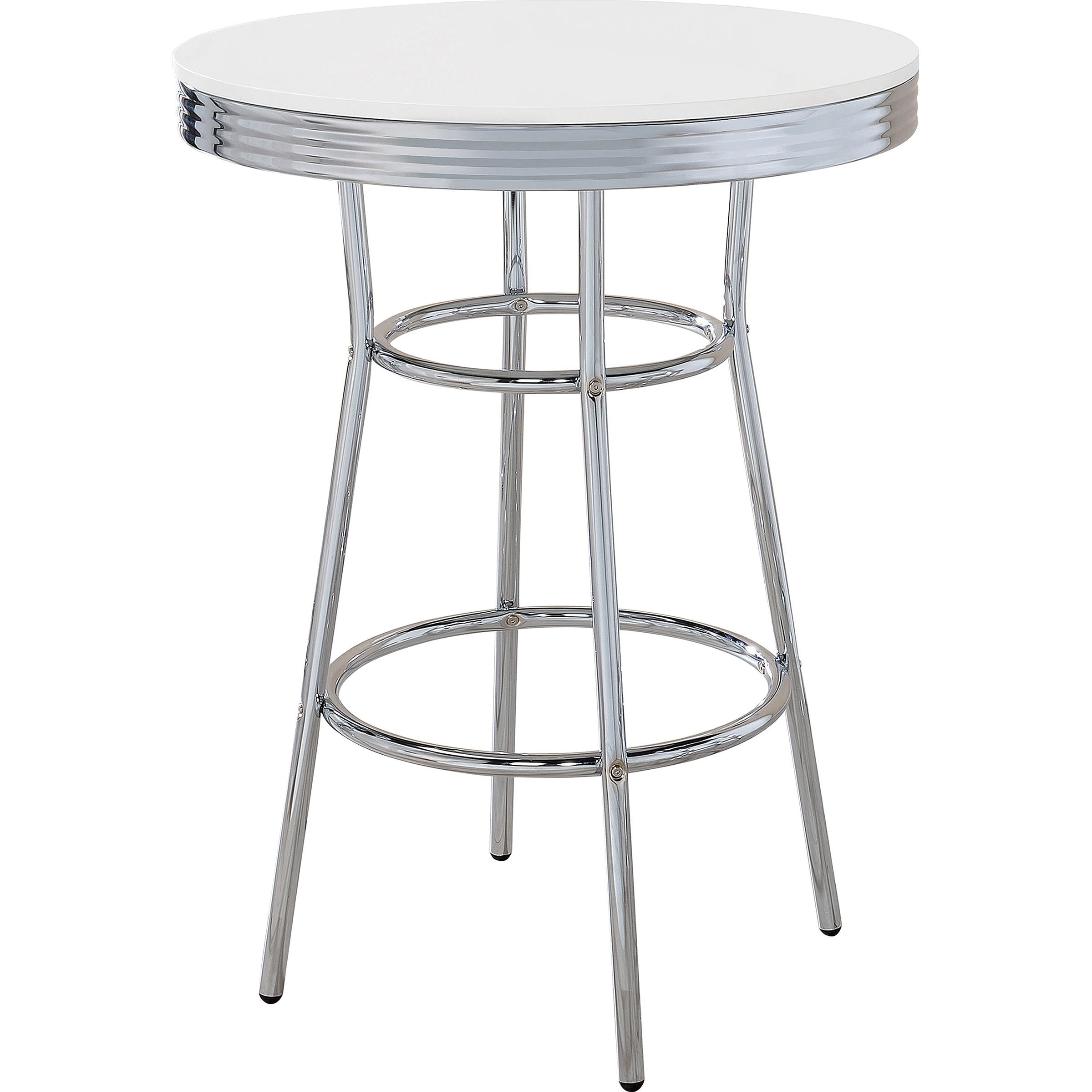 Coaster Furniture Retro 2300 Round 30-inch 1950's Bistro Pub Height Bar Table - White IMAGE 1